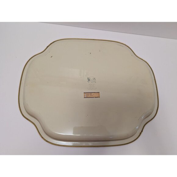 MCM Baret Ware Metal Serving Tray Gold Trim Tulips Starburst Made In England - Picture 4 of 7